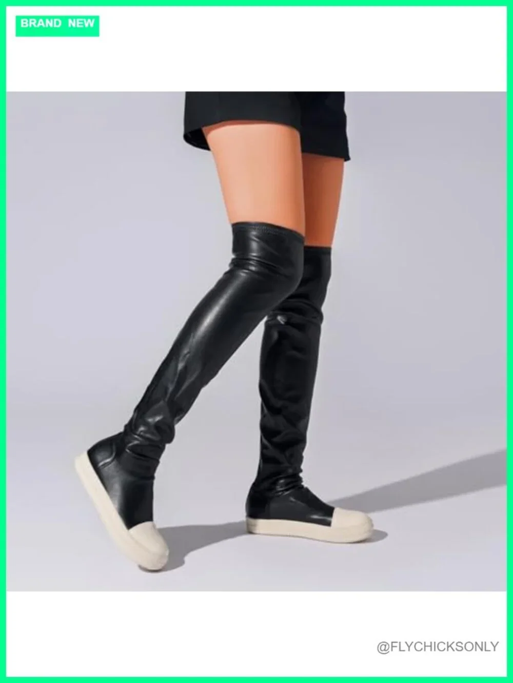Women's Flat Over The Knee Boots Round Toe Pull On Vegan PU Leather